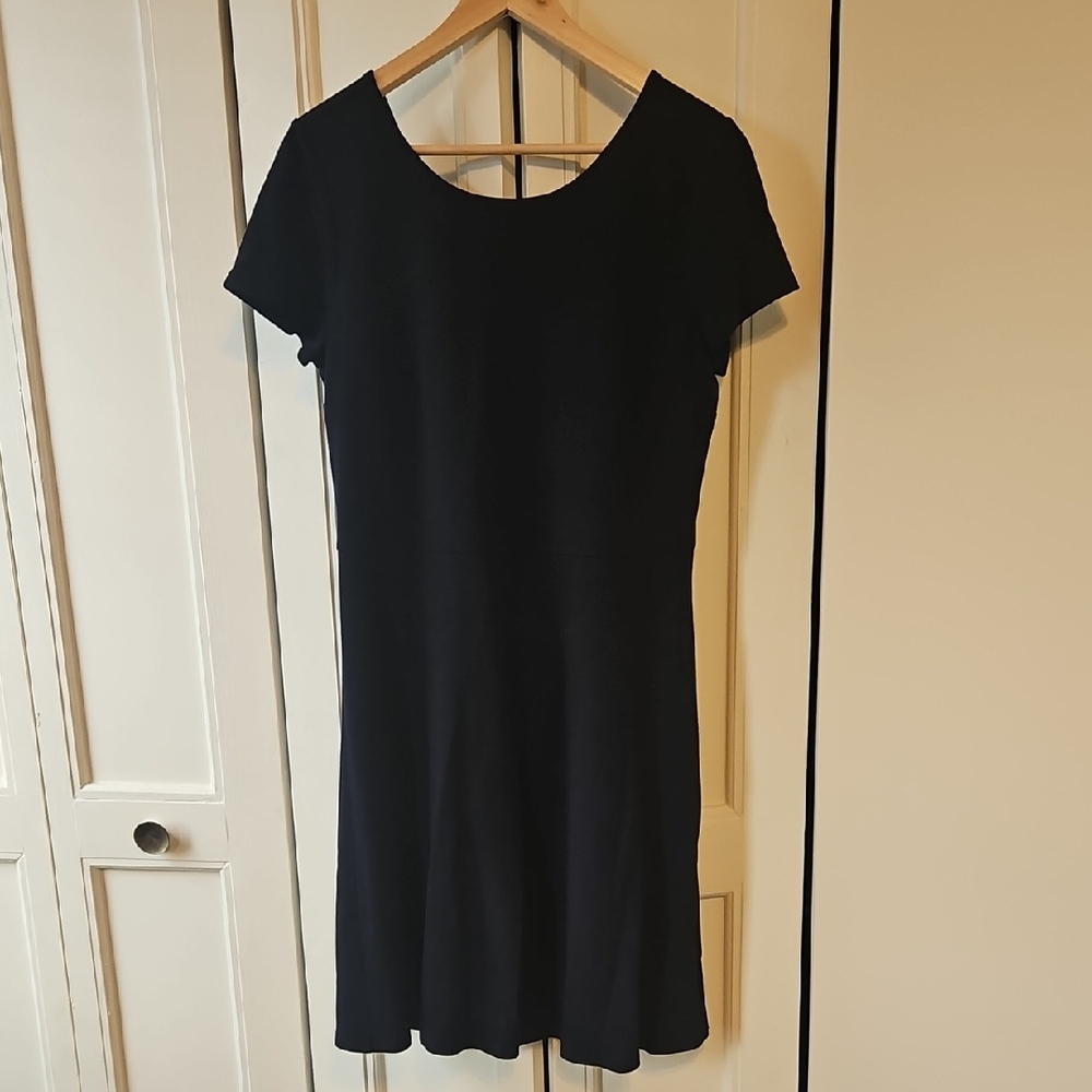 LOFT Blue Sheath Mini Dress Short Sleeve Crew Neck